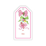 Pink and Green Christmas Bows Gift Tag