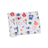 Game Day Grey Swaddle Blanket