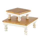 Distressed White And Gold Risers