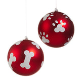 Red White Dog Ball Ornament