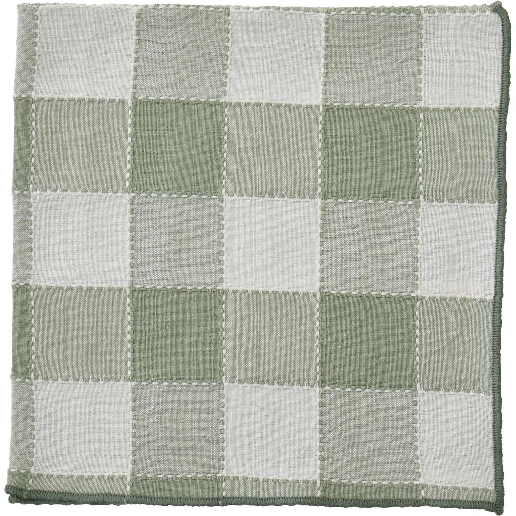 Cotton Linen Check Light Green Napkin
