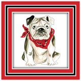 Bulldog with Red Bandana Handpainted Square Placemat