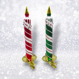 Red & Green Striped Clip Candles Ornament