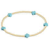 Signature Cross Small Gold Pattern 2mm Bracelet Turquoise