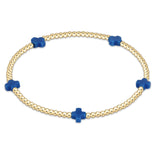 Signature Cross Small Gold Pattern 2mm Bracelet Cobalt