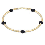 Signature Cross Small Gold Pattern 2mm Bracelet Navy
