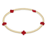 Signature Cross Small Gold Pattern 2mm Bracelet Red