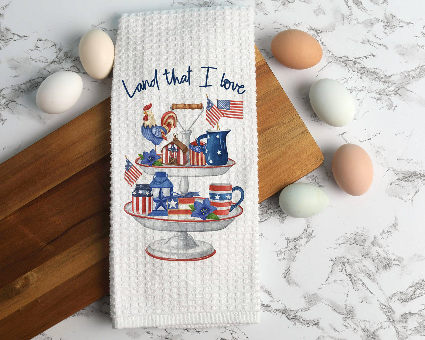 4th of July Patriotic Kitchen Towel, Red White Blue Decor