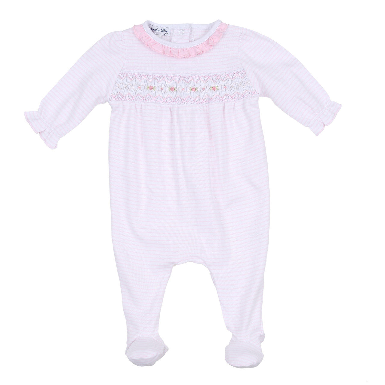 Katie and Kyle Pink Smocked Ruffle Footie
