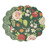 Vida Cabbage Roses and Trellis Reversible Round Placemat