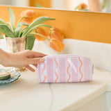 Coral Squiggle Patterned Toiletry Bag