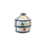 Hand-Painted Terra-cotta Vase w/ Flowers & Grid Pattern, Crackle Glaze (Each One Will Vary)