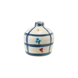 Hand-Painted Terra-cotta Vase w/ Flowers & Grid Pattern, Crackle Glaze (Each One Will Vary)