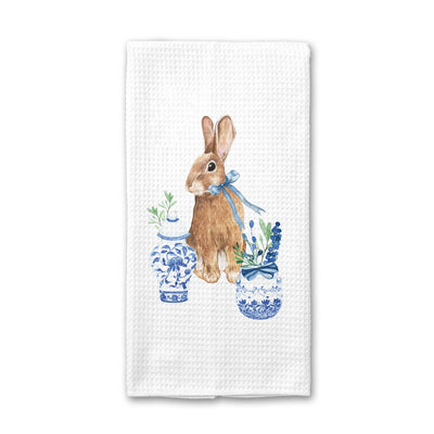 Chino Bunny Towel, Chinoiserie Kitchen Towel, Spring Decor