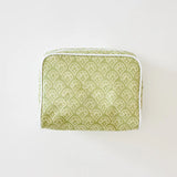 Green Block Print Toiletry Bag