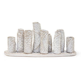 White Washed Embossed Pattern Multi Vase on Platform