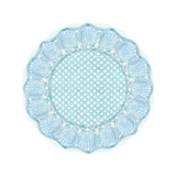 Posh Die-Cut Placemat-Handpainted Blue Rattan with Scallop Shell Border (Round)