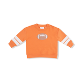 French Terry Sport Varsity Orange Cozy Drop Sleeve Sweatshirt W/ Varsity Stripes