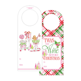 Twas The Wine Before Christmas Red Plaid Wine Tag