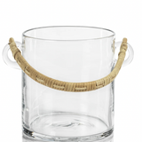 Byblos Glass Ice Bucket  w/ Rattan Handles