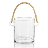 Byblos Glass Ice Bucket  w/ Rattan Handles
