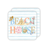 Handpainted Beach House Square Coaster