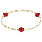 Signature Cross Gold 2mm Bead Bracelet Red