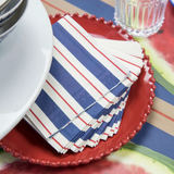 Navy & Red Stripe Beverage Napkins