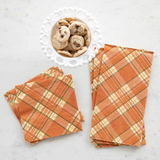 Orange Plaid Beverage Napkin