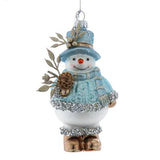 Blue & Platinum Snowman Ornament