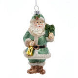 Green Santa with Bell Ornament