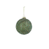 Beaded Green Glass Ball Ornament