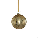 Matt Antique Gold Ribbed Ball Ornament