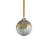 Ribbed Matt Two-Toned Glass Ball Ornament
