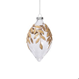 Glass Ornament with Gold Beaded Leaf Design