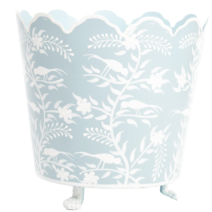 PALE BLUE SCALLOPED FOOTED CHINOISERIE PLANTER