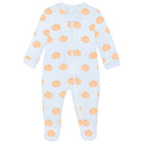 Halloween Pumpkin Blue Zipper Footie