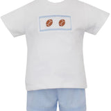 Football Light Blue Gingham Short Set