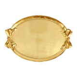 Florentine Wooden Gold Bow Handled Oval Tray