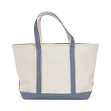 Coated Canvas With Gingham Navy Trim Maxi Tote