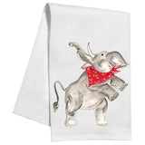 Elephant with Red Bandana Handpainted Kitchen Towel