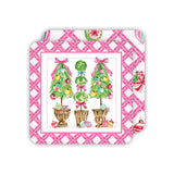 Topiaries with Bows and Ornaments Square Coaster