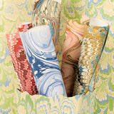 Hand Marbled Seaglass Peacock Gift Wrapping Paper Sheets