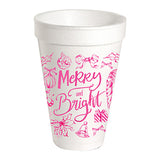 Pink Merry & Bright Styrofoam Cups