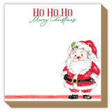 Ho Ho Ho Merry Christmas Santa in Red Suit Standing Luxe Notepad