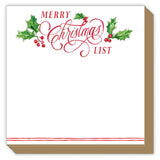 Merry Christmas List Holly Script Luxe Notepad