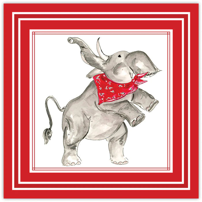 Elephant with Red Bandana Handpainted Square Placemats
