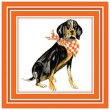 Coonhound with Orange Bandana Handpainted Square Placemats
