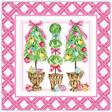 Topiaries with Ornaments and Pink Bows Square Placemat