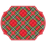 Classic Holiday Tartan Plaid Red and Green with Gold and Blue (Tile) Posh Die-Cut Placemat